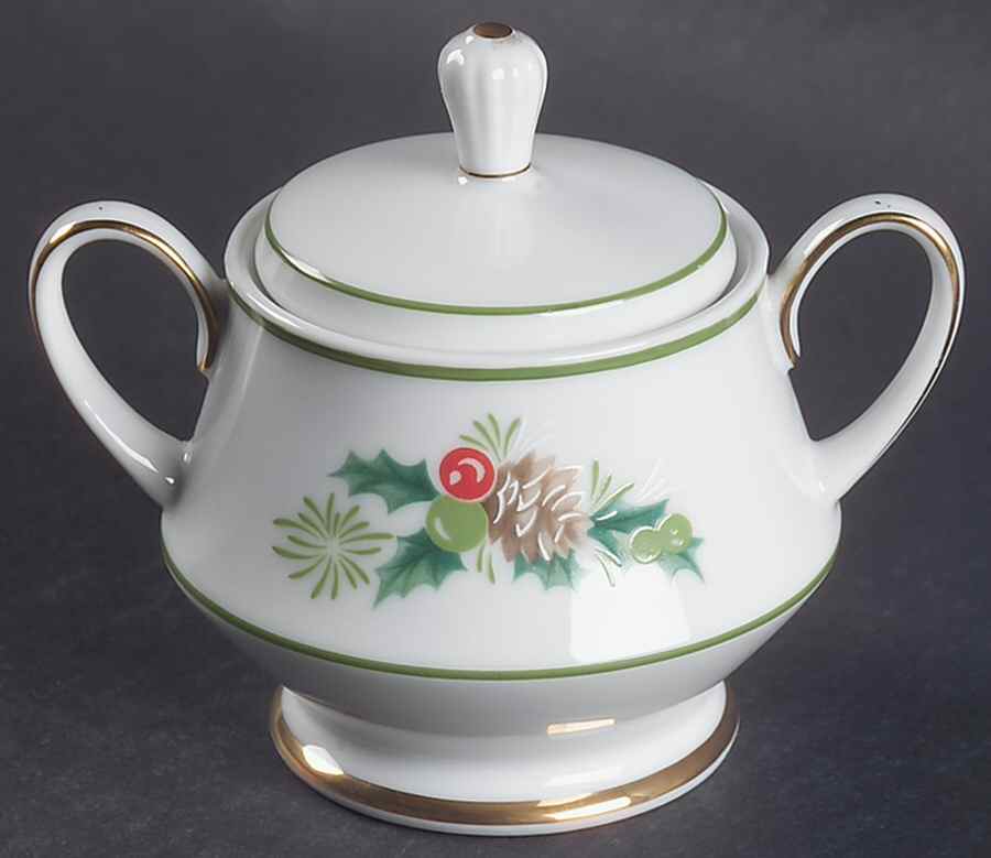 Holly Mini Sugar Bowl & Lid by Noritake-1