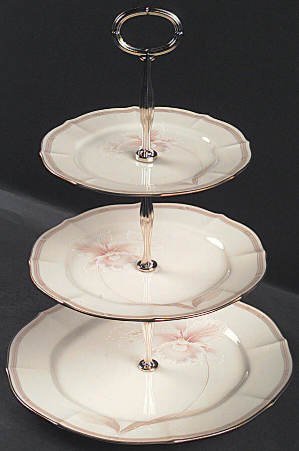 Imperial Blossom 13 7/8"-14 1/4" 3-Tiered Serving Tray(DP,SP,BB) HC by Noritake-1