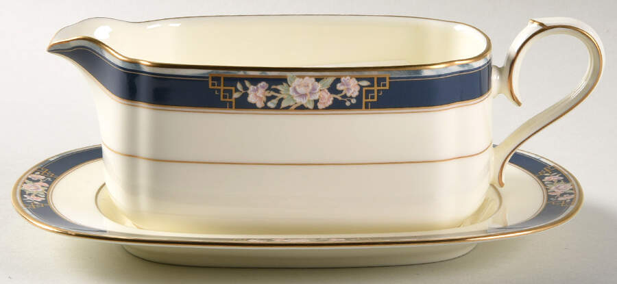 Imperial Gate Gravy Boat & Underplate (Relish/Butter) by Noritake-1