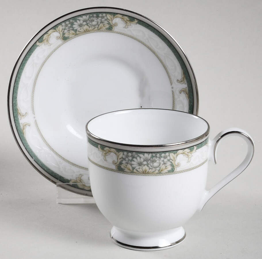 Imperial Jade Footed Demitasse Cup & Saucer Set by Noritake-1