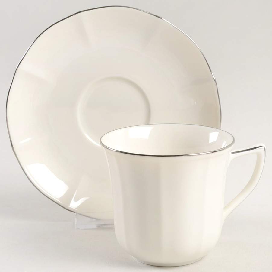 Imperial Platinum Flat Cup & Saucer Set by Noritake-1