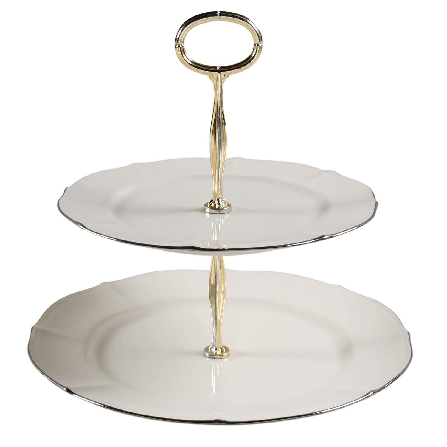 Imperial Platinum 6 5/8"-10"  2 Tiered Serving Tray (Dp, Sp) HC by Noritake-1