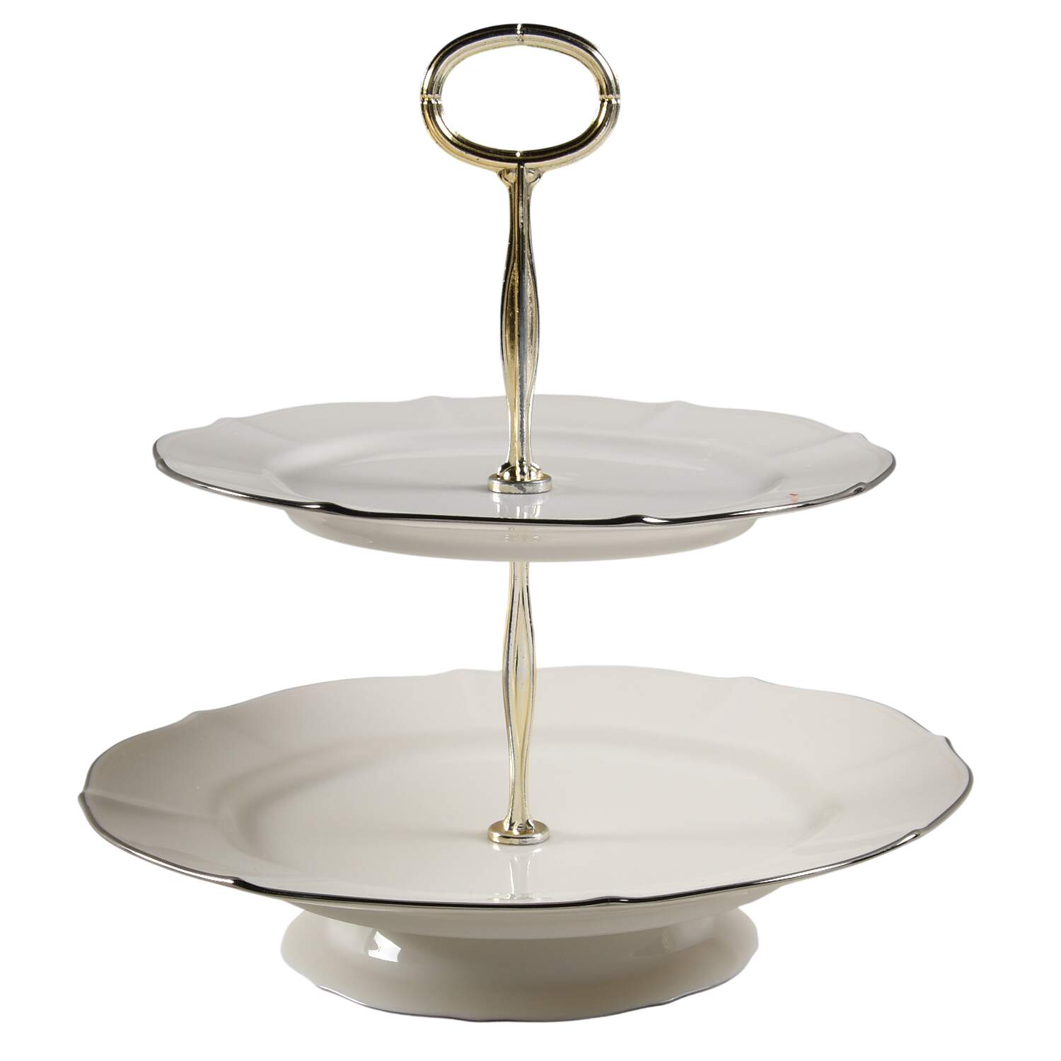 Imperial Platinum 11 1/4"  2 Tier Footed Serving Tray (DP,SP,FR) HC by Noritake-1
