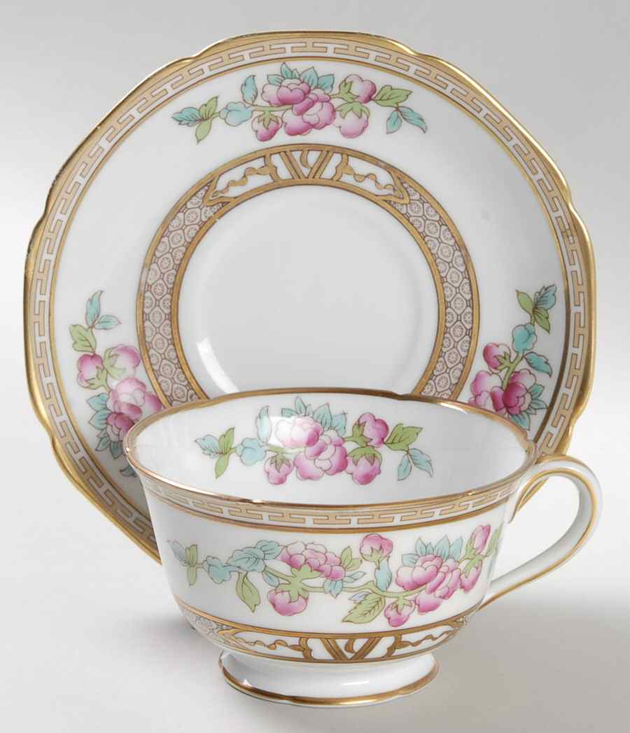 Indian Tree Footed Cup & Saucer Set by Noritake-1