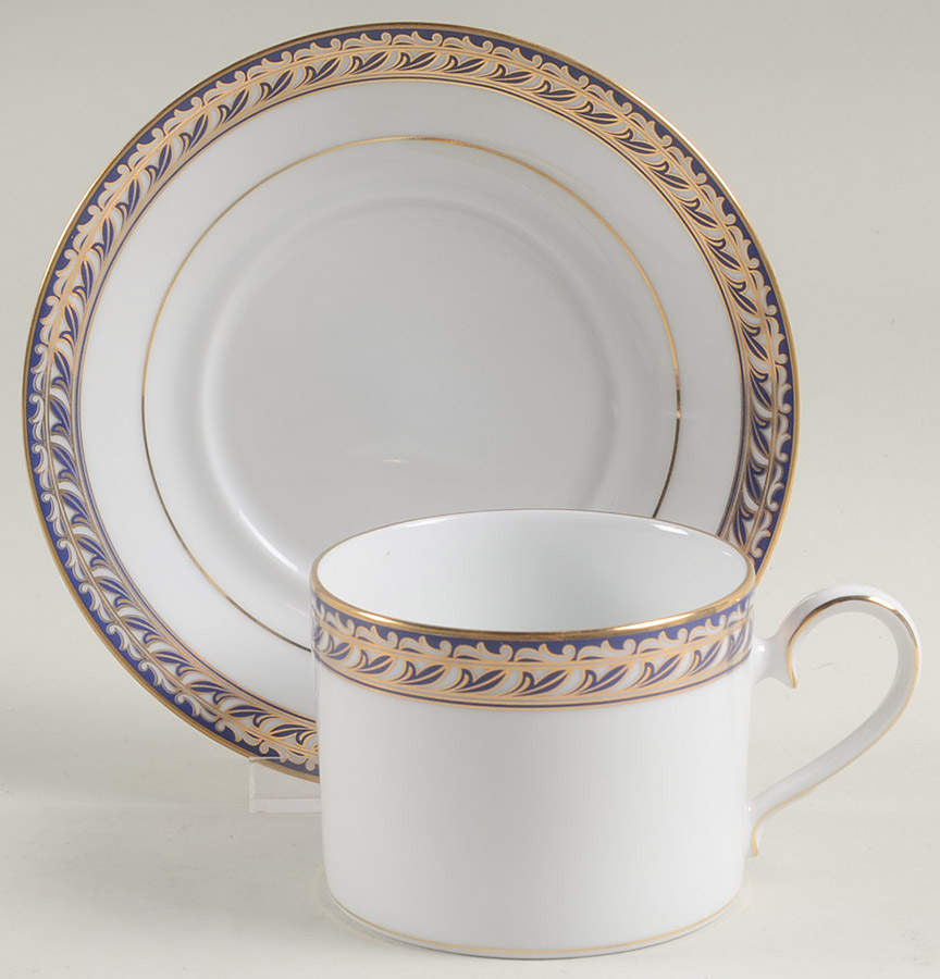 Indigo Waltz Flat Cup & Saucer Set by Noritake-1