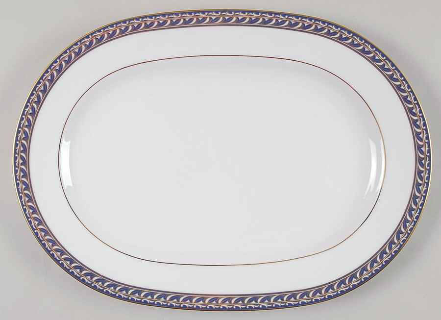 Indigo Waltz 14" Oval Serving Platter by Noritake-1