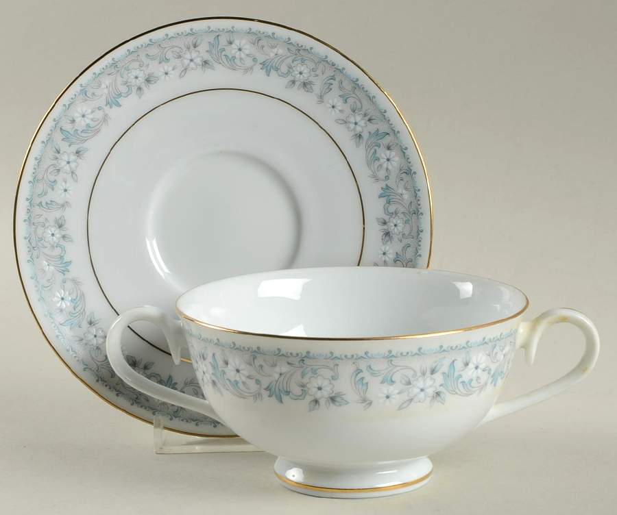 Iona Footed Cream Soup Bowl & Saucer Set by Noritake-1