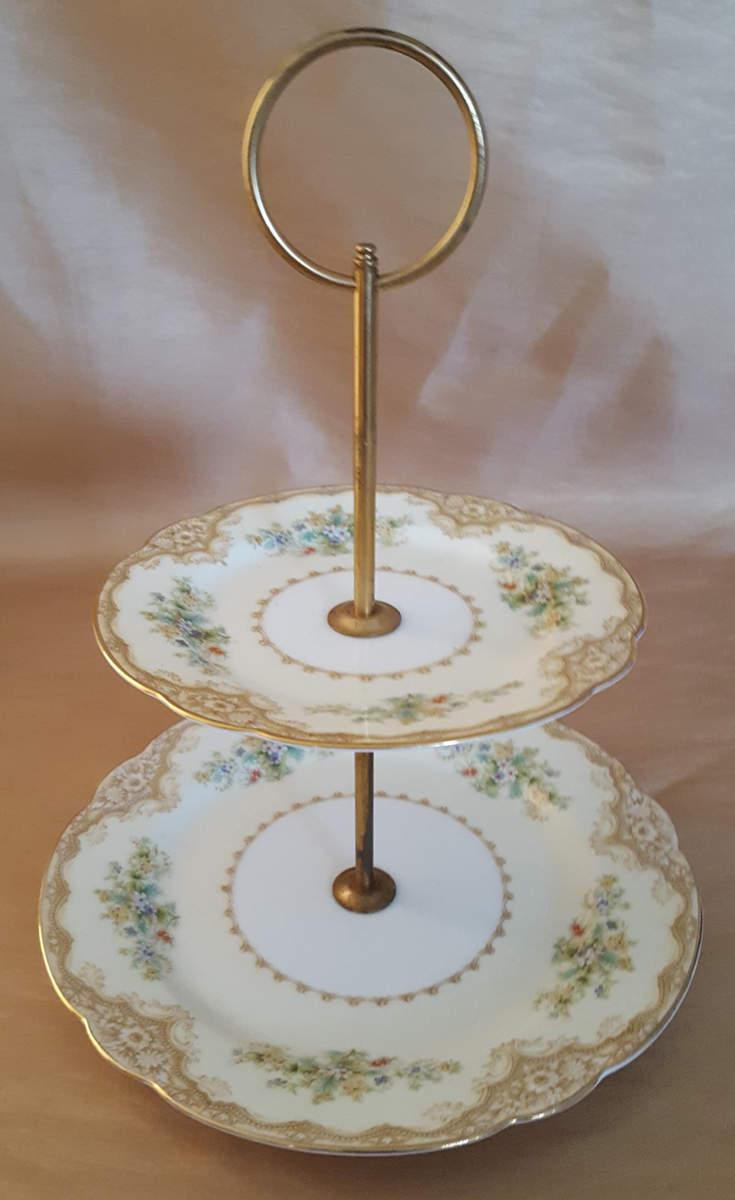 Iris 2 Tiered Serving Tray (Dinner & Salad Plate) by Noritake-1