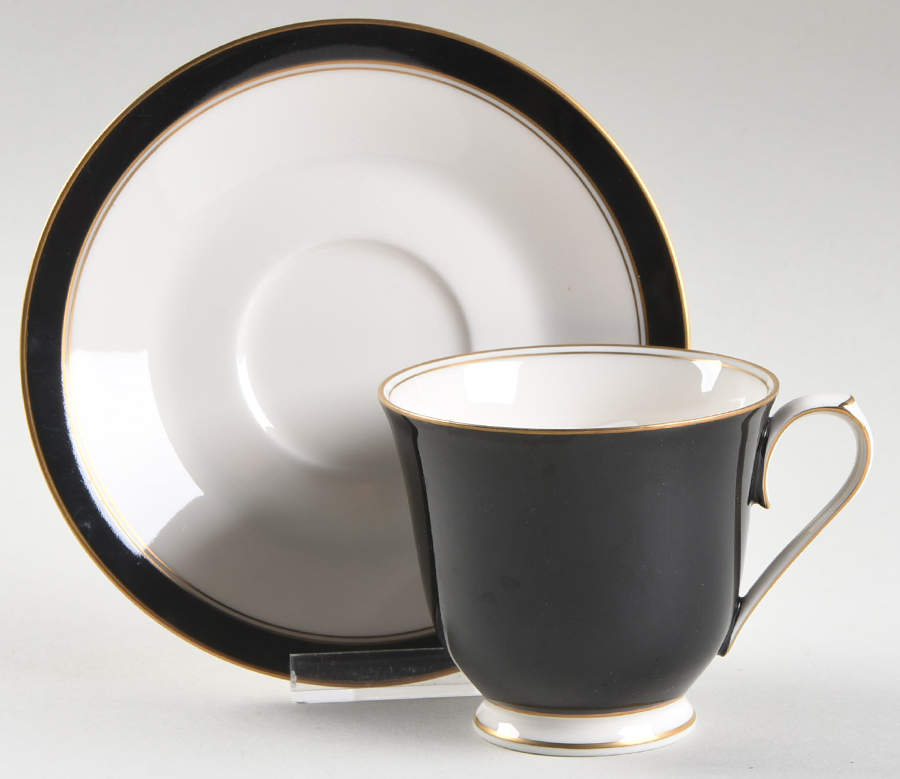 Ivory & Ebony Footed Cup & Saucer Set by Noritake-1