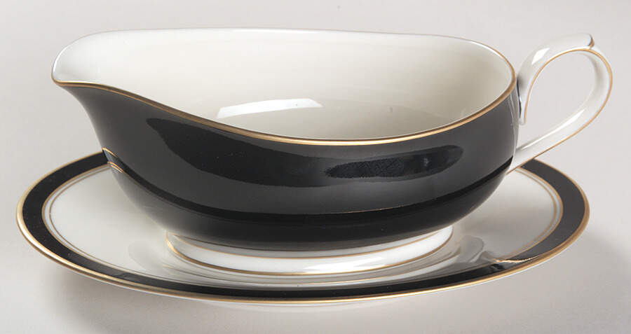 Ivory & Ebony Gravy Boat & Underplate (Relish/Butter) by Noritake-1