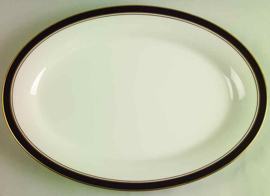 Ivory & Ebony 14" Oval Serving Platter by Noritake-1
