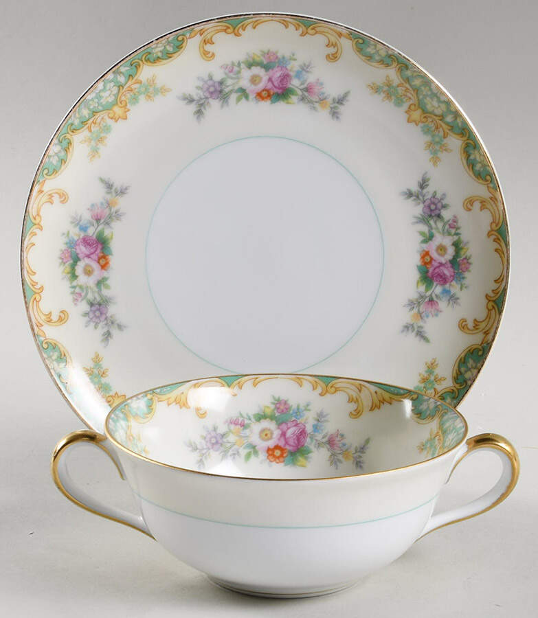Jacquin Flat Cream Soup Bowl & Saucer Set by Noritake-1