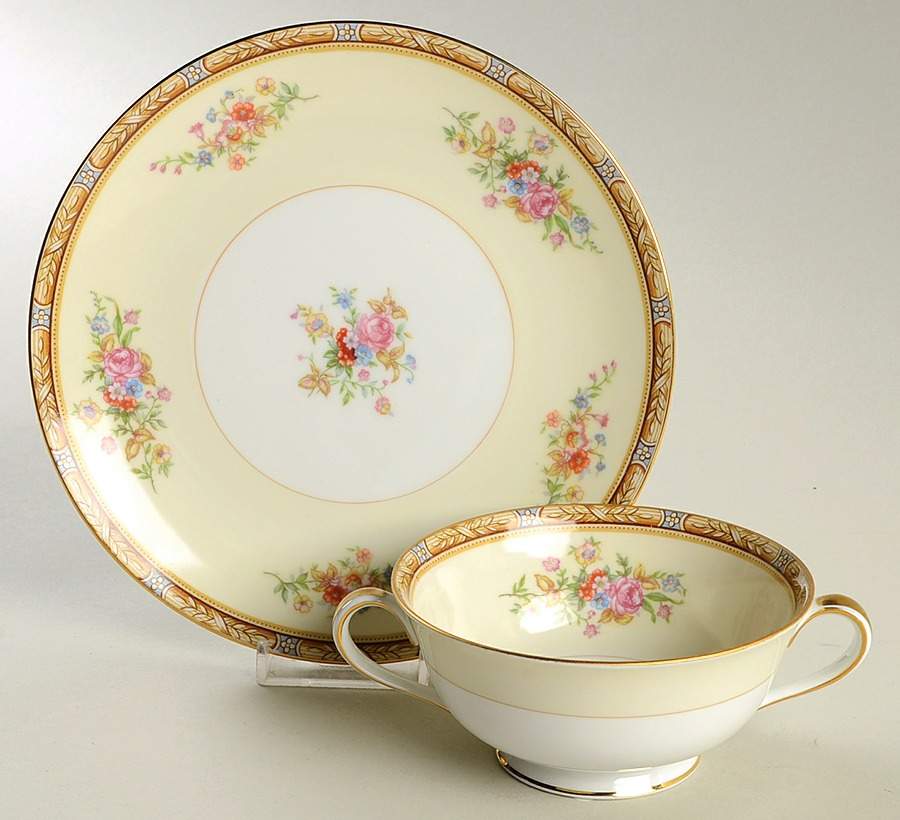 Janet Footed Cream Soup Bowl & Saucer Set by Noritake-1