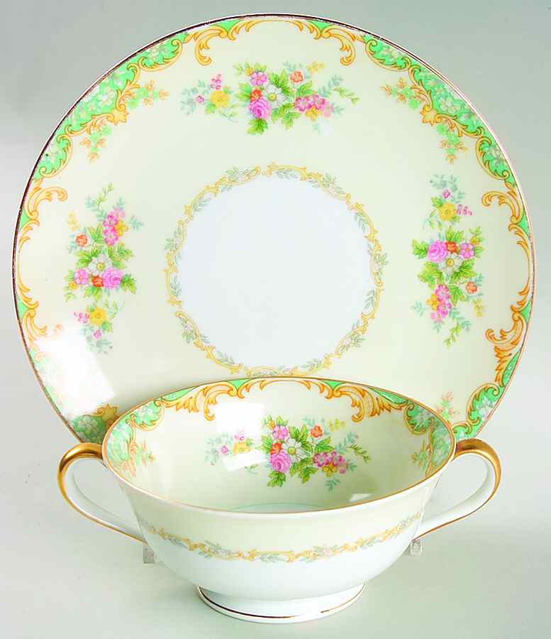 Jasmine Footed Cream Soup Bowl & Saucer Set by Noritake-1