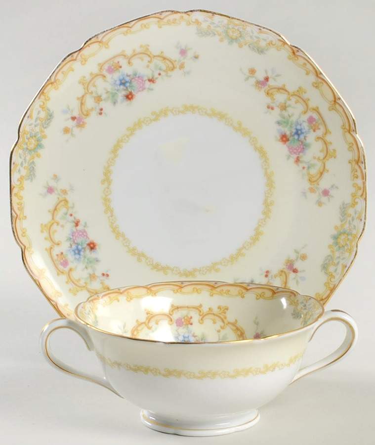 Jason Footed Cream Soup Bowl & Saucer Set by Noritake-1