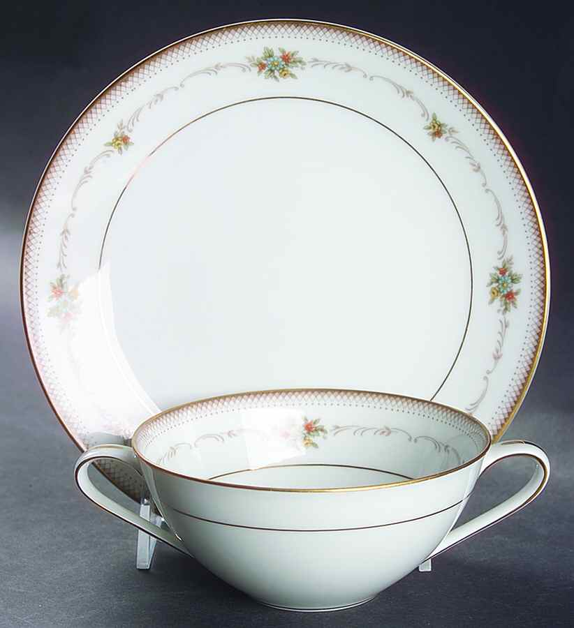 Joanne Flat Cream Soup Bowl & Saucer Set by Noritake-1