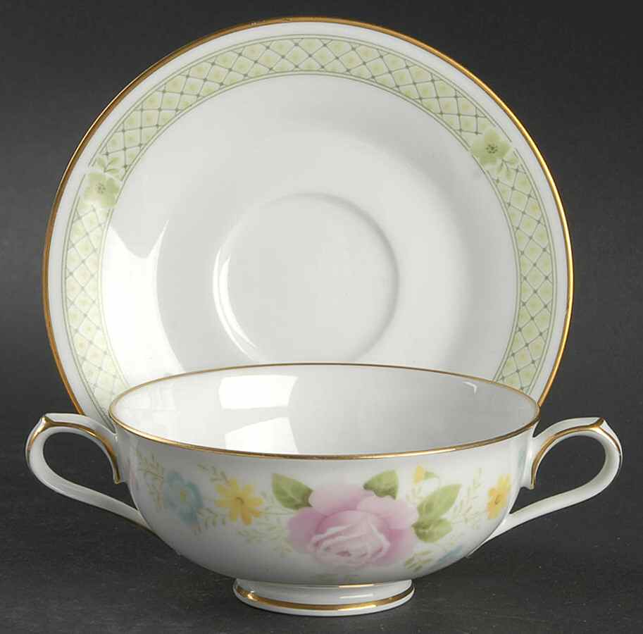 Jubilation Footed Cream Soup Bowl & Cup Saucer Set by Noritake-1