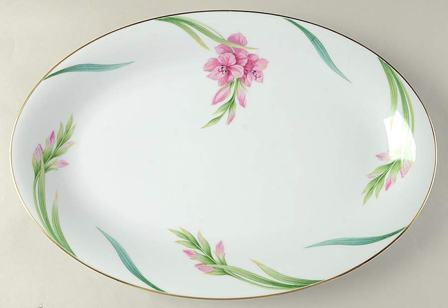 Karen (5141, Gold Trim) 16" Oval Serving Platter by Noritake-1