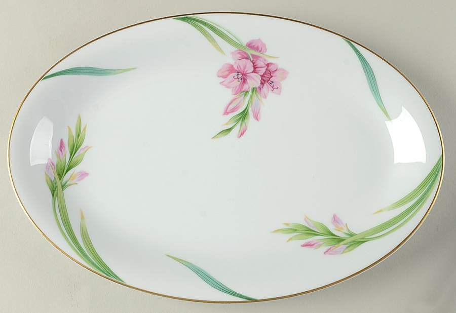 Karen (5141, Gold Trim) 12" Oval Serving Platter by Noritake-1
