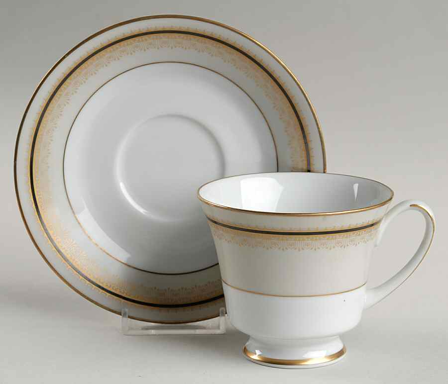 Karen (2671, Black & Gold) Footed Cup & Saucer Set by Noritake-1