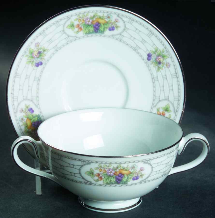 Kenmare Footed Cream Soup Bowl & Saucer Set by Noritake-1