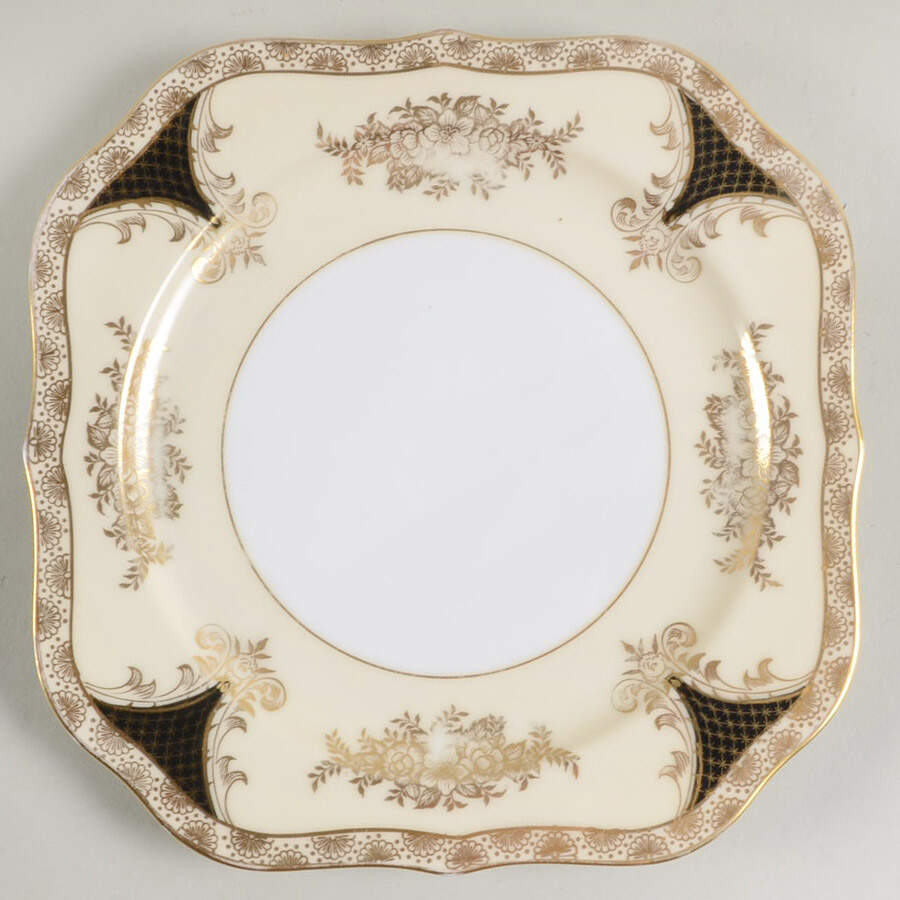 Kenwood (Black, Scalloped) Square Salad Plate by Noritake-1