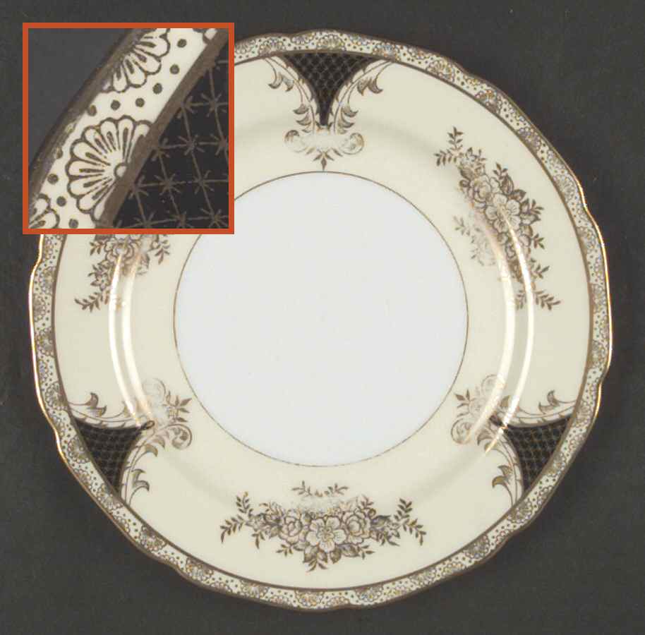 Kenwood (Black, Scalloped) Salad Plate by Noritake-1