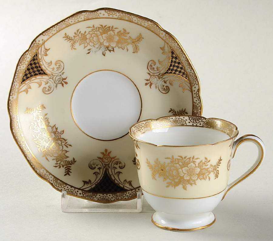 Kenwood (Black, Scalloped) Footed Demitasse Cup & Saucer Set by Noritake-1