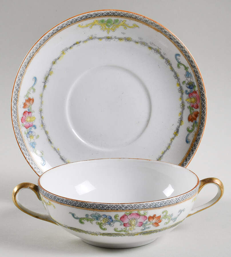 The Kiva (Pale Blue) Flat Cream Soup Bowl & Saucer Set by Noritake-1