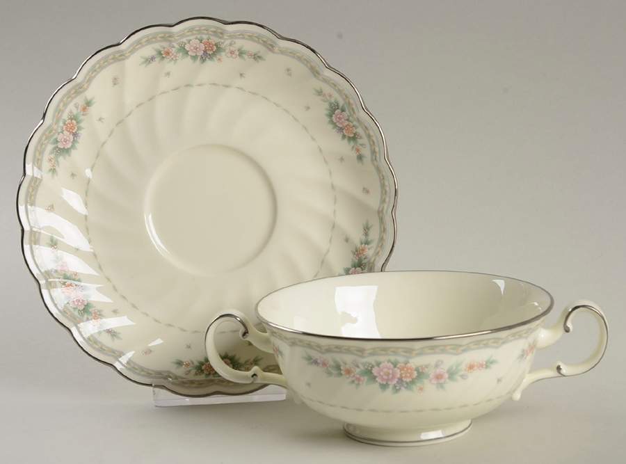 Knottinghill Footed Cream Soup Bowl & Cup Saucer Set by Noritake-1