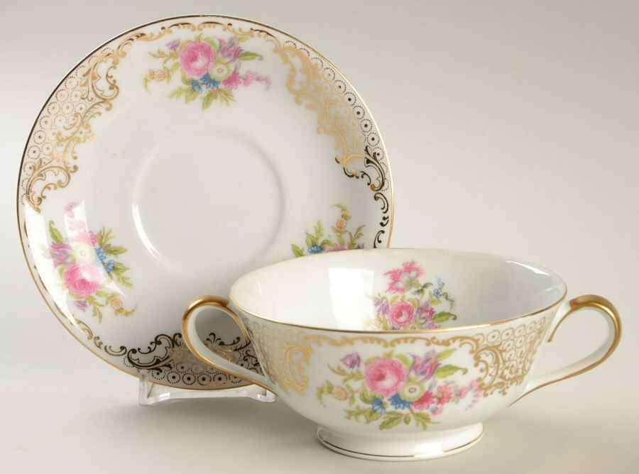 Kyngold Footed Cream Soup Bowl & Saucer Set by Noritake-1