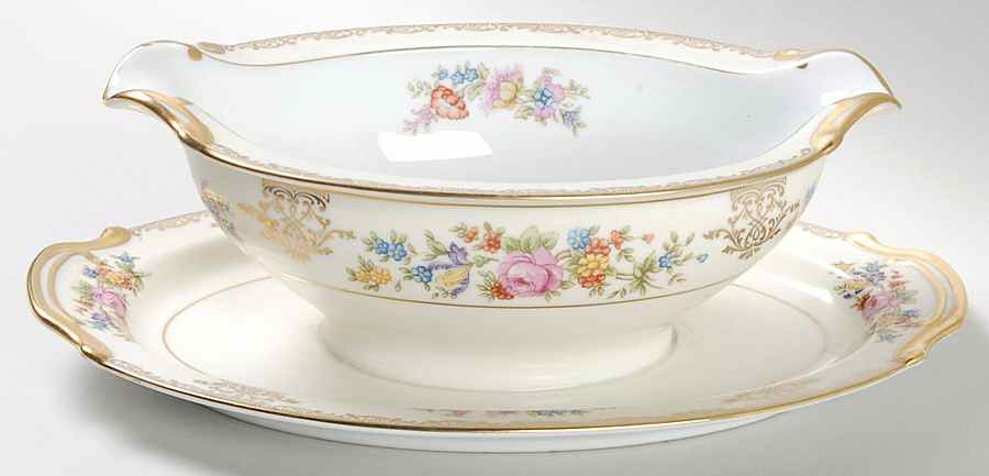 Ladyastor Gravy Boat with Attached Underplate by Noritake-1