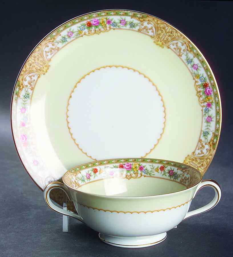 Lambeth Footed Cream Soup Bowl & Saucer Set by Noritake-1