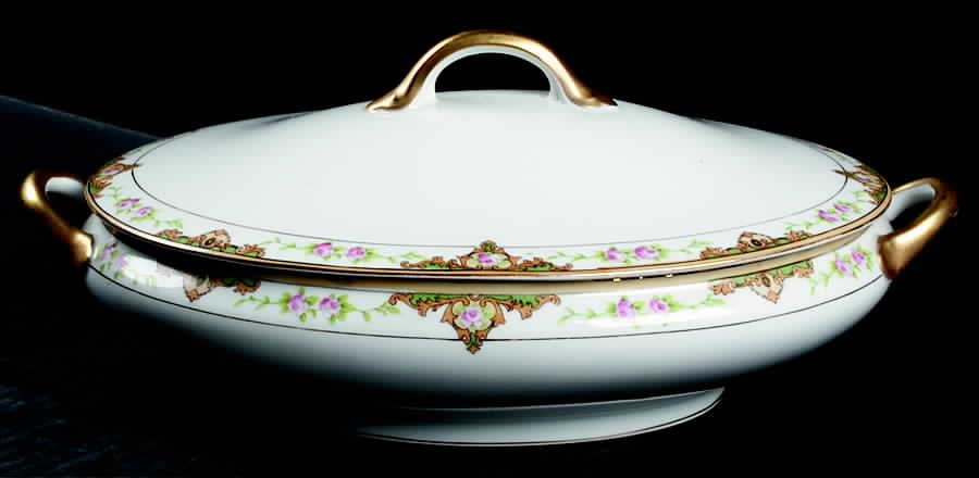 Lancashire (Gold, 1920's) Oval Covered Vegetable by Noritake-1