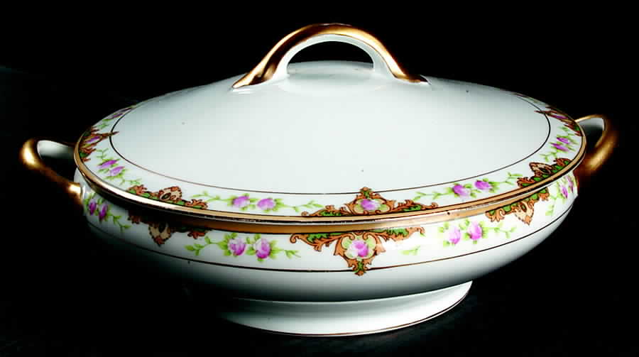 Lancashire (Gold, 1920's) Round Covered Vegetable by Noritake-1
