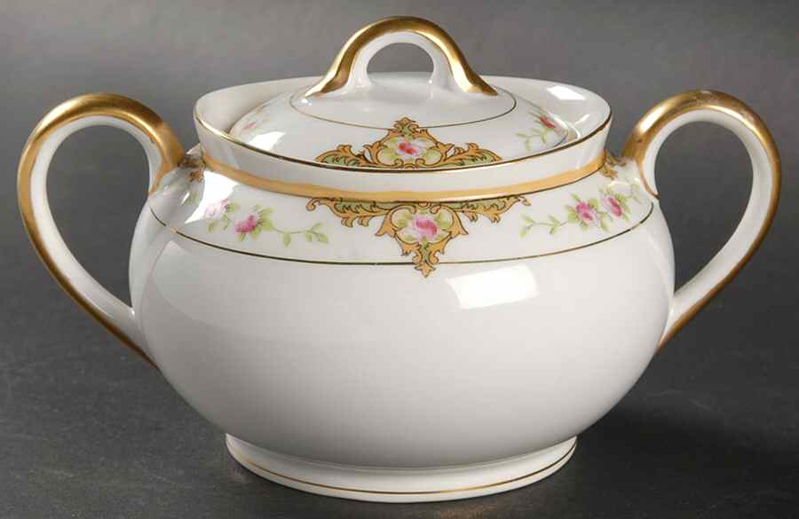 Lancashire (Gold, 1920's) Sugar Bowl & Lid by Noritake-1