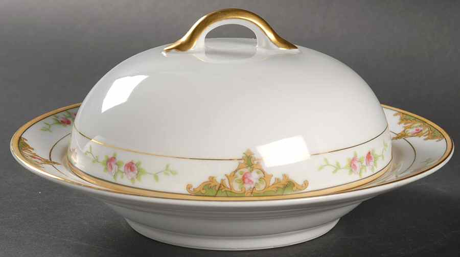 Lancashire (Gold, 1920's) Round Covered Butter by Noritake-1