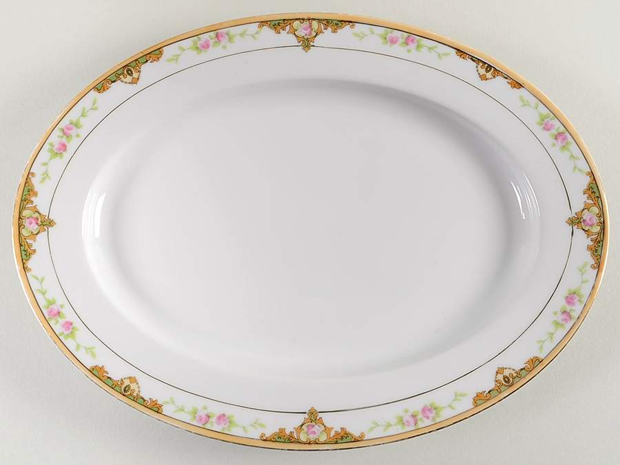 Lancashire (Gold, 1920's) 11" Oval Serving Platter by Noritake-1