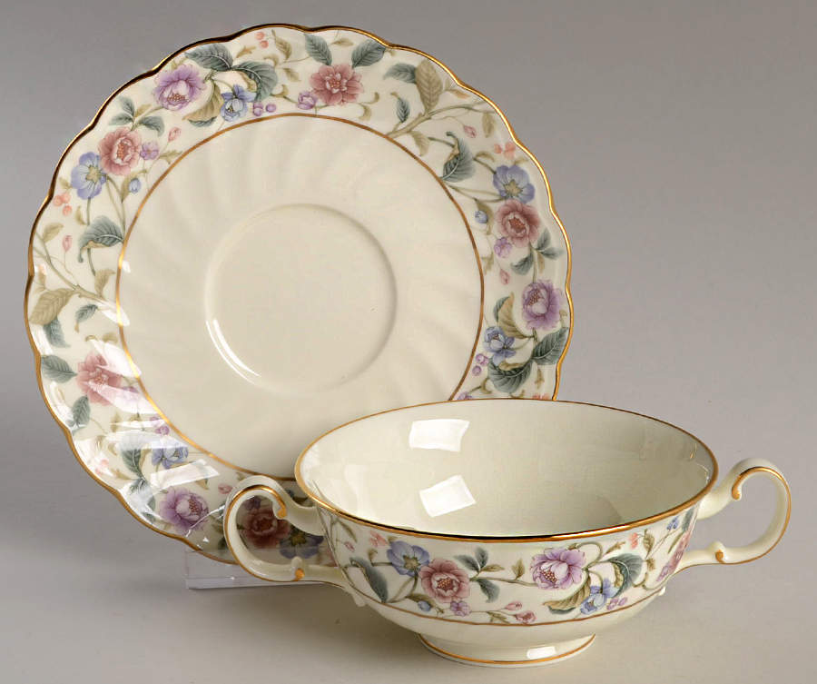 La Prada Footed Cream Soup Bowl & Cup Saucer Set by Noritake-1