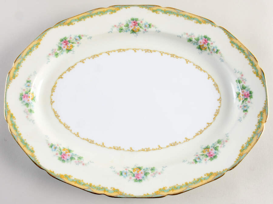 Larue (Gold Trim) 15" Oval Serving Platter by Noritake-1