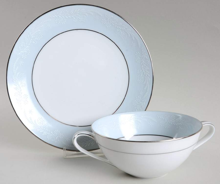 Laureate Flat Cream Soup Bowl & Dessert Plate/Saucer Set by Noritake-1
