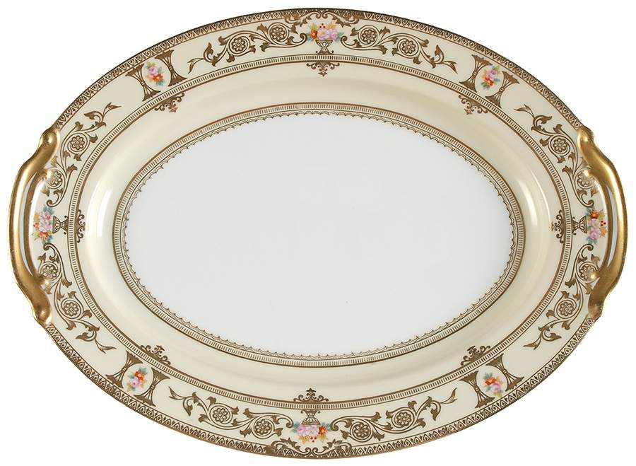 Laurel (Cream Border, Flowers) 11" Oval Serving Platter by Noritake-1