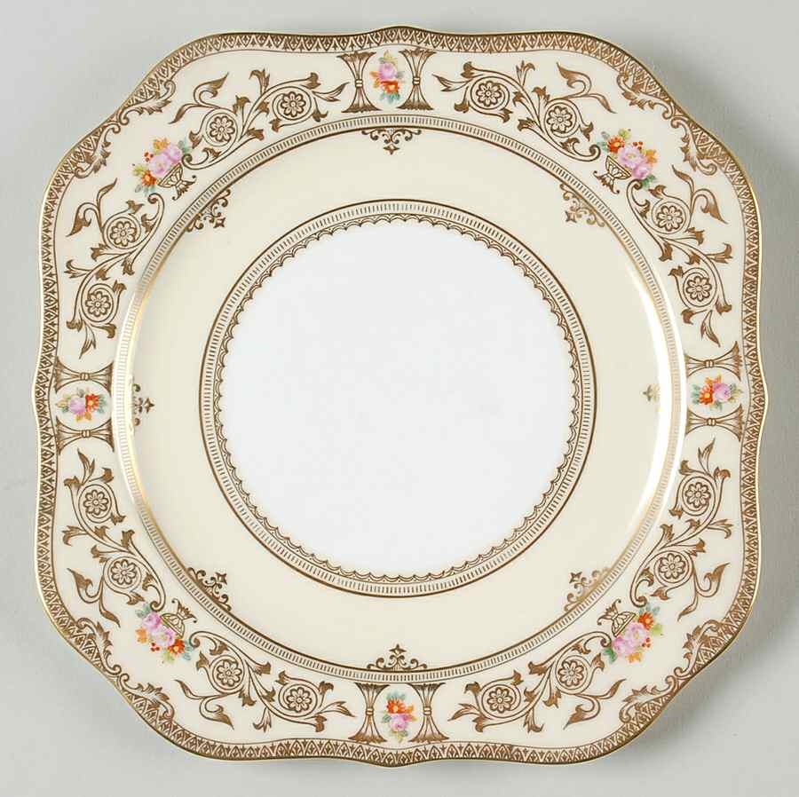 Laurel (Cream Border, Flowers) Square Salad Plate by Noritake-1