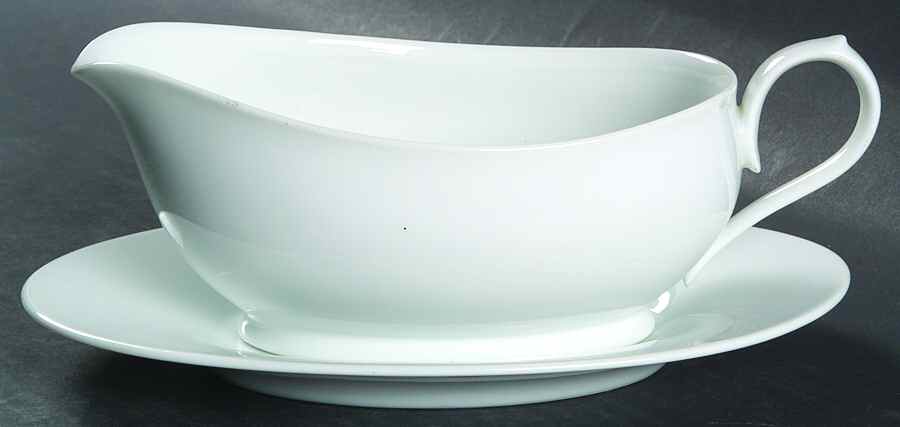 Lace White Gravy Boat & Underplate by Noritake-1