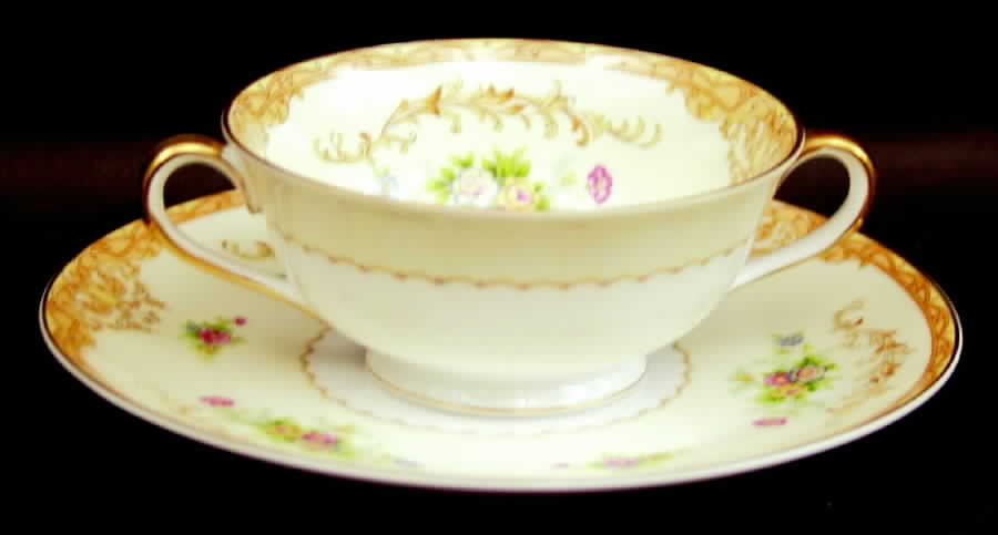 Leona Footed Cream Soup Bowl & Saucer Set by Noritake-1
