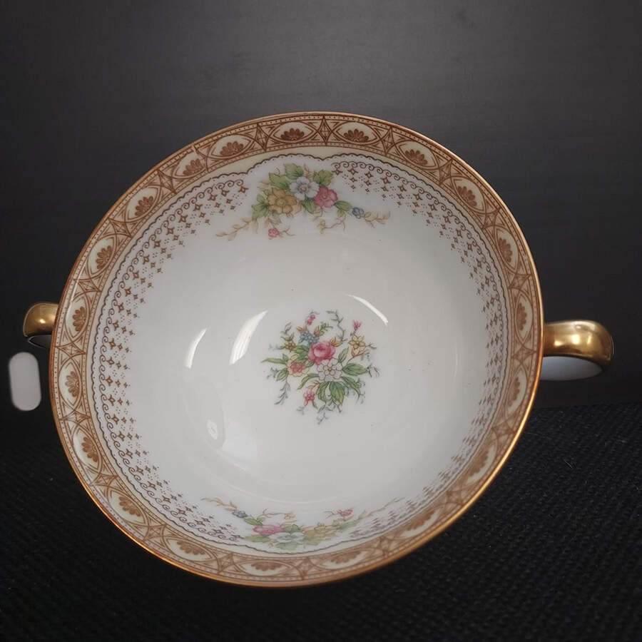 Leslie Footed Cream Soup Bowl & Saucer Set by Noritake-1