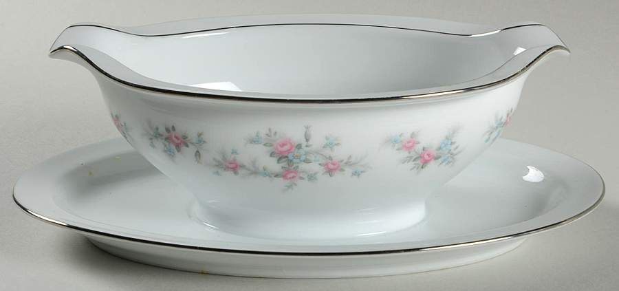 Lila Gravy Boat with Attached Underplate by Noritake-1