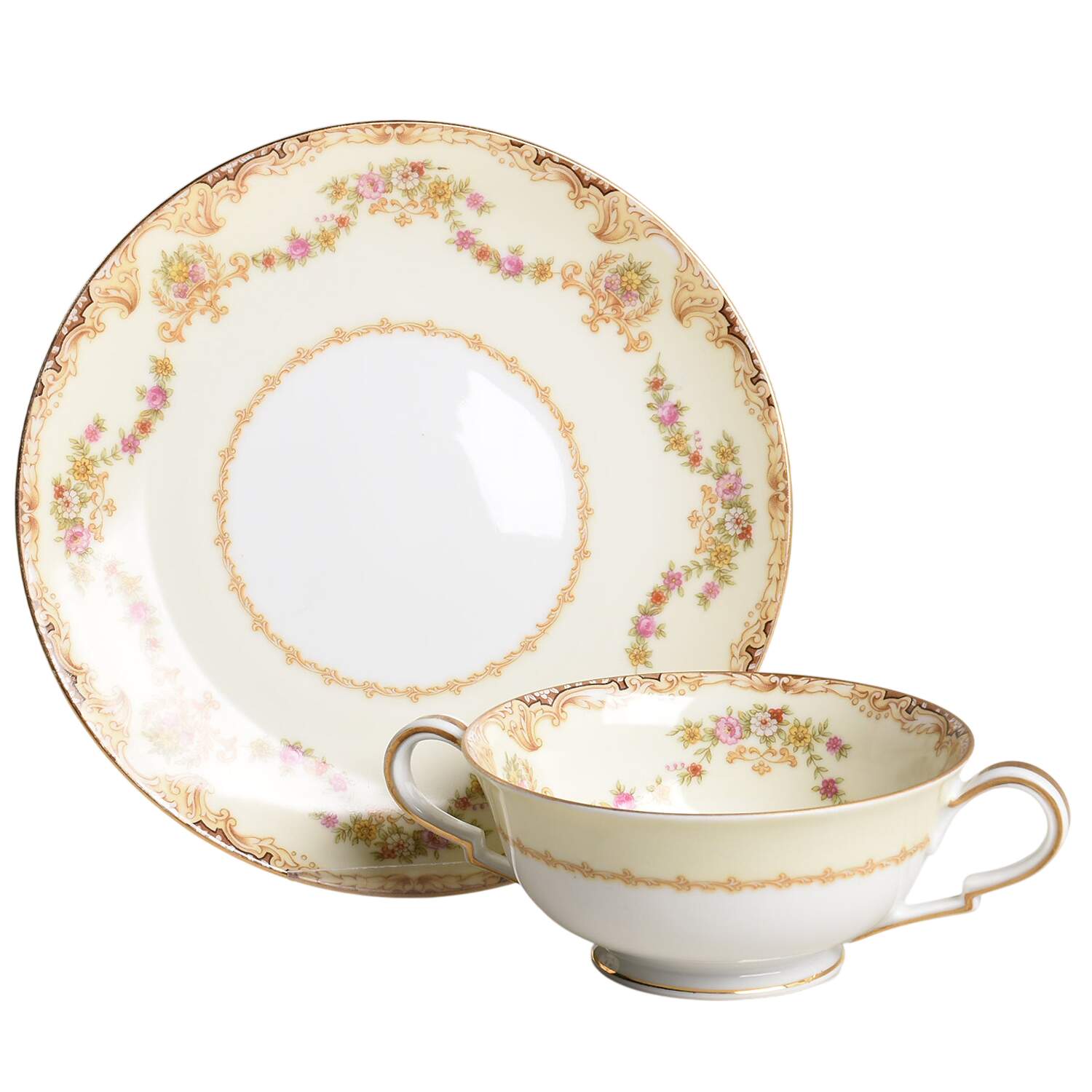 Lilac Footed Cream Soup Bowl & Saucer Set by Noritake-1