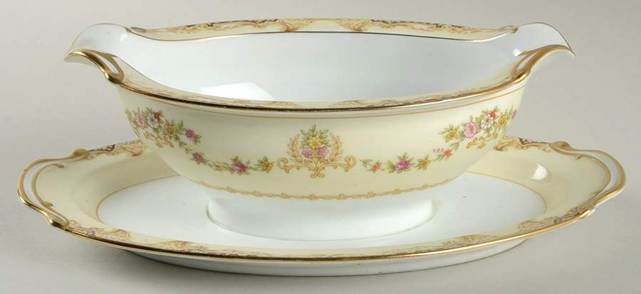 Lilac Gravy Boat with Attached Underplate by Noritake-1