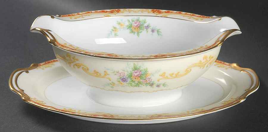 Linden Gravy Boat with Attached Underplate by Noritake-1